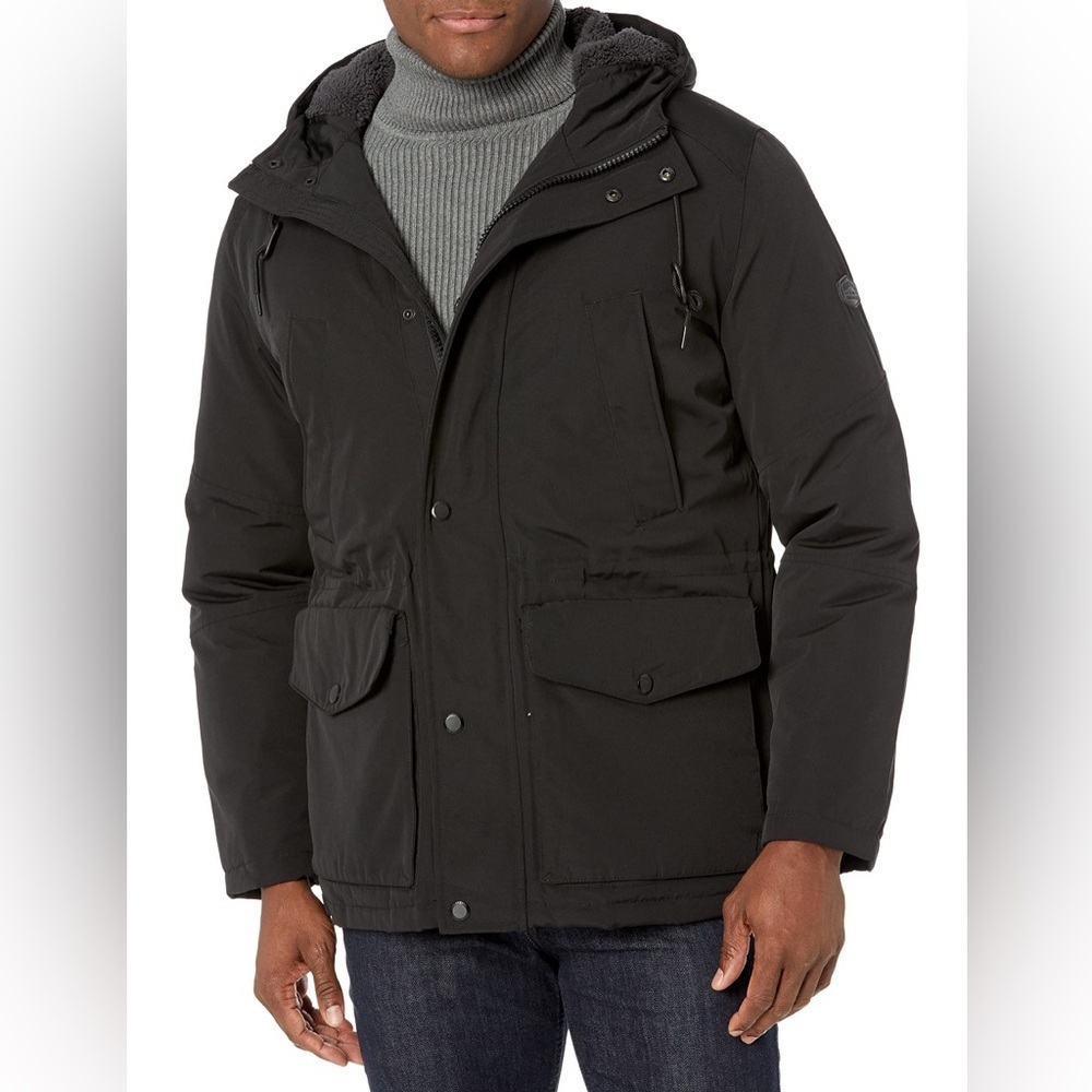 London Fog Men's Faux Sherpa Lined Parka